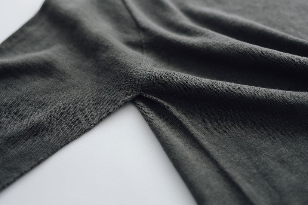 F/style 綿麻のニット編みカットソー Vネック(七分袖)