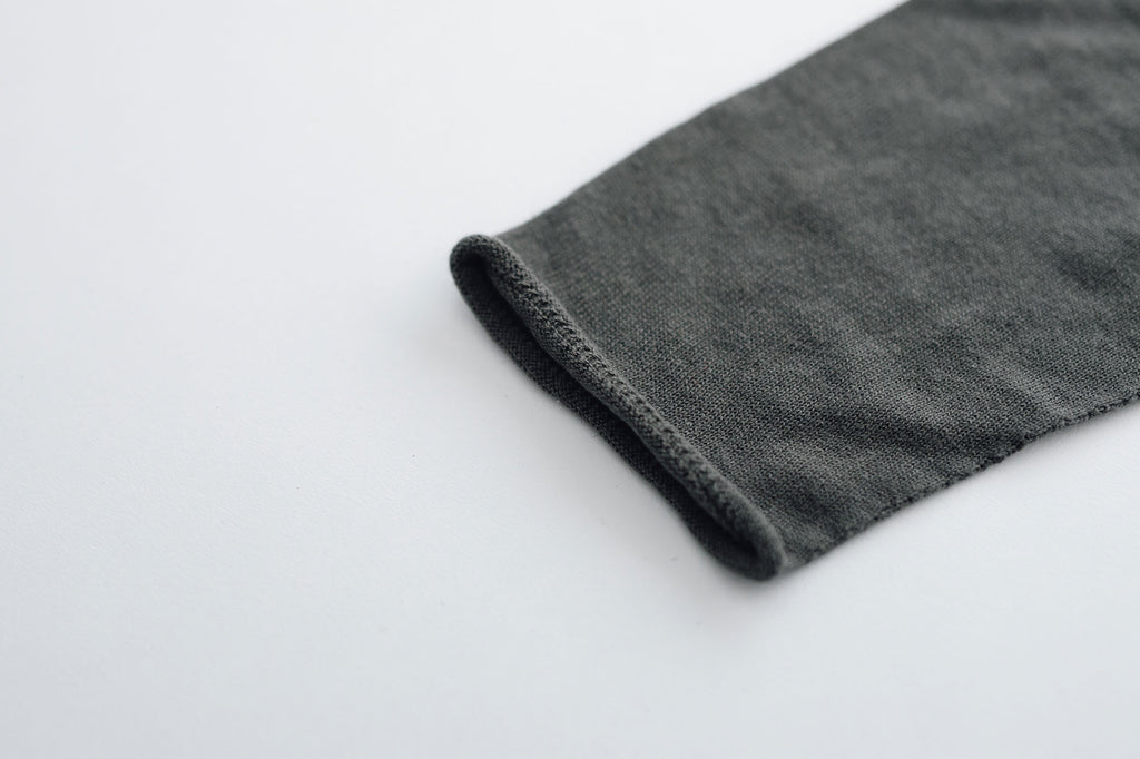 F/style 綿麻のニット編みカットソー Vネック(七分袖)