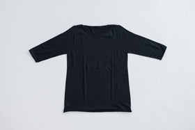 F/style 綿麻のニット編みカットソー Vネック(七分袖)