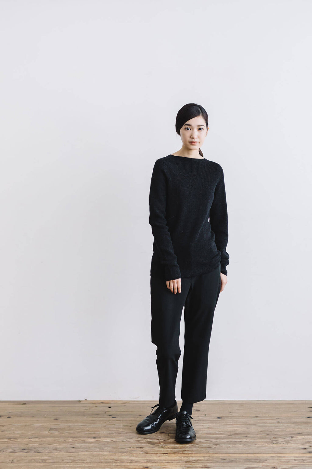 F/style ホールガーメントのリブ編みウールニット