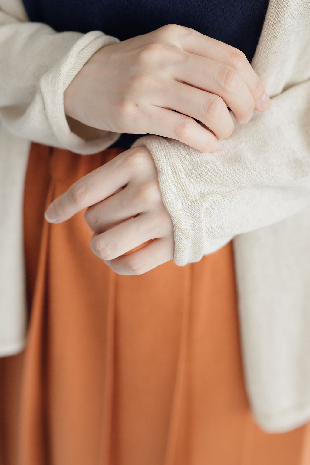 F/style ホールガーメントの綿麻ニット カーディガン・長袖