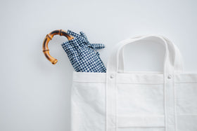 ボンボンストア ドローイングチェック 折りたたみ傘 ネイビー