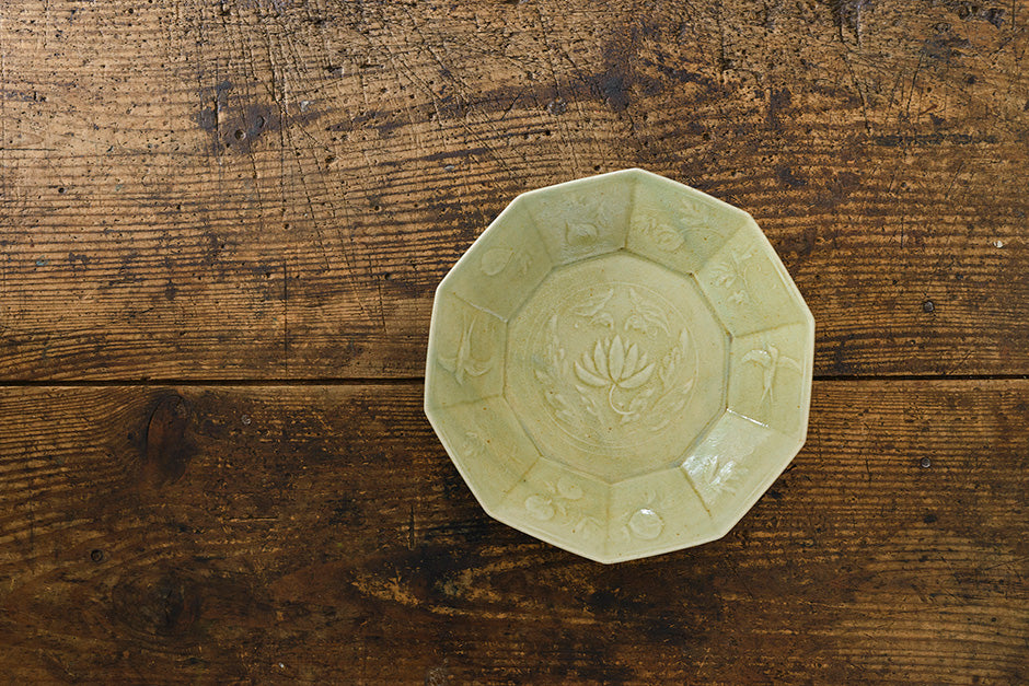 日高伸治 緑釉 十角鉢 大