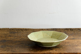 日高伸治 緑釉 十角鉢 大