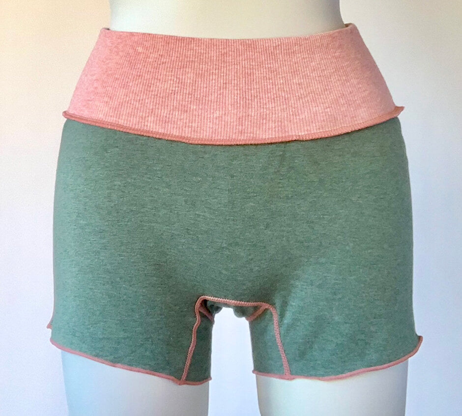 JUBAN DO ONI レディースボックスパンツ グリーン×ピンク