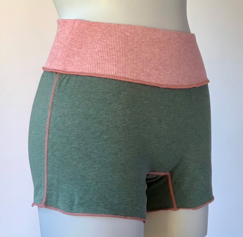 JUBAN DO ONI レディースボックスパンツ グリーン×ピンク