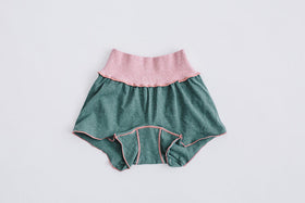 JUBAN DO ONI レディースボックスパンツ グリーン×ピンク