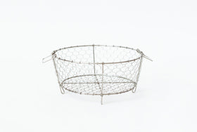《お一人さま1点限り》鳥井金網工芸 手編み 水切りかご 30cm(ステンレス)