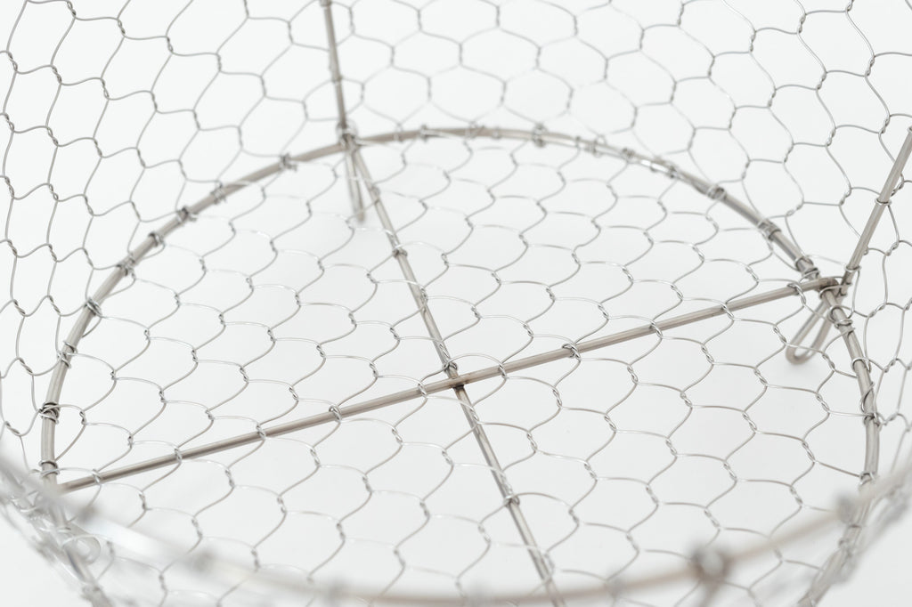 《お一人さま1点限り》鳥井金網工芸 手編み 水切りかご 30cm(ステンレス)