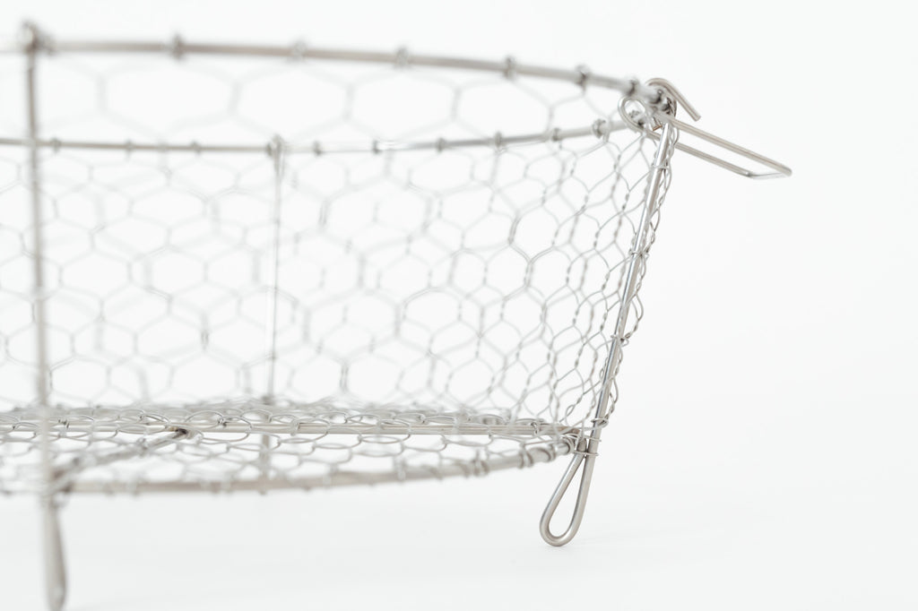 《お一人さま1点限り》鳥井金網工芸 手編み 水切りかご 30cm(ステンレス)