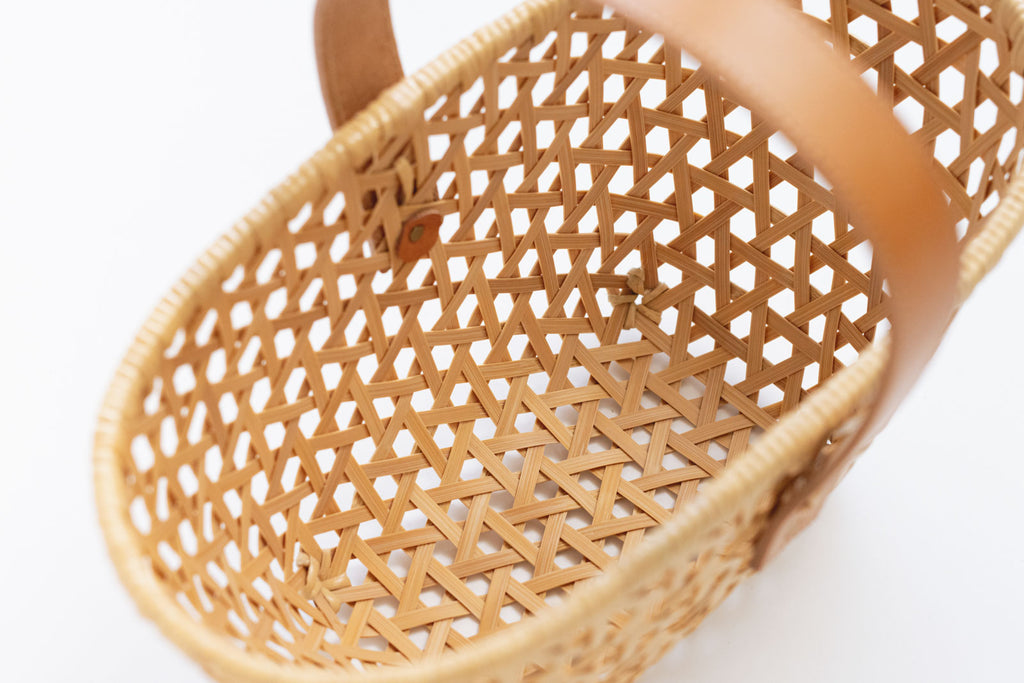 竹聲館 革持ち手バスケット