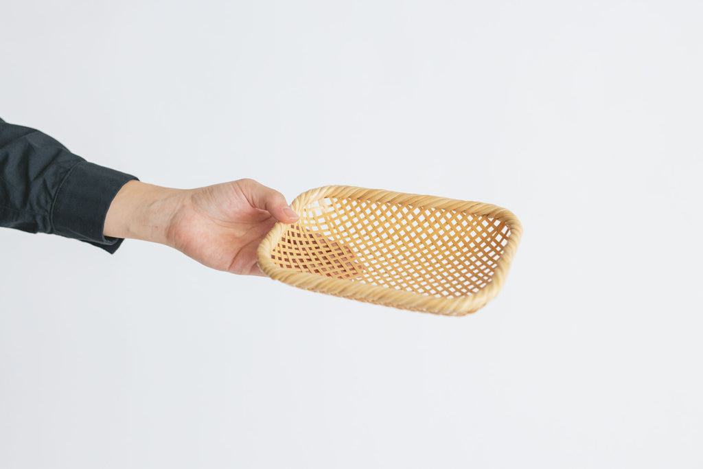 竹聲館 透かし網代 盛りかご 長方形 小