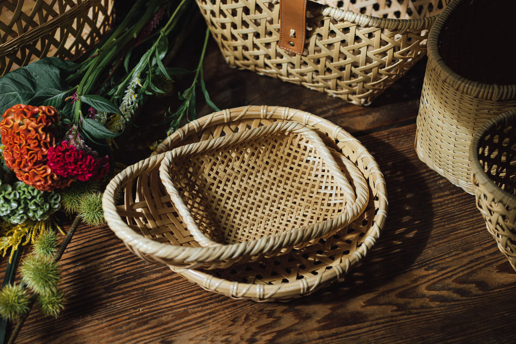 竹聲館 透かし網代 盛りかご 長方形 小