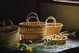竹聲館 縄目差しバスケット 中