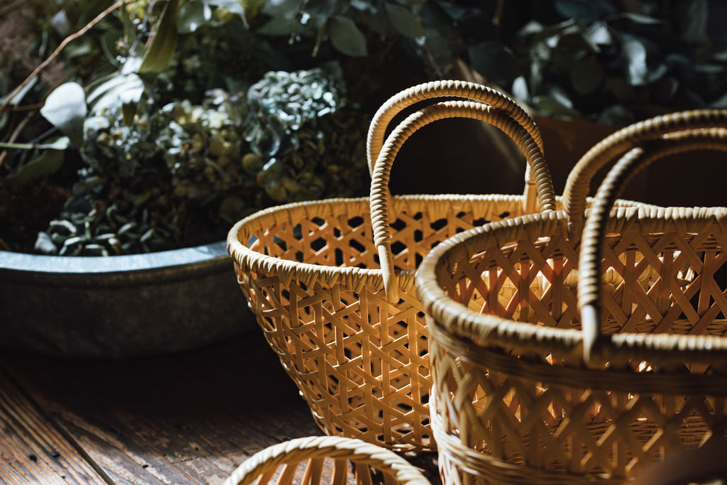 竹聲館 亀甲くずし手付きバスケット