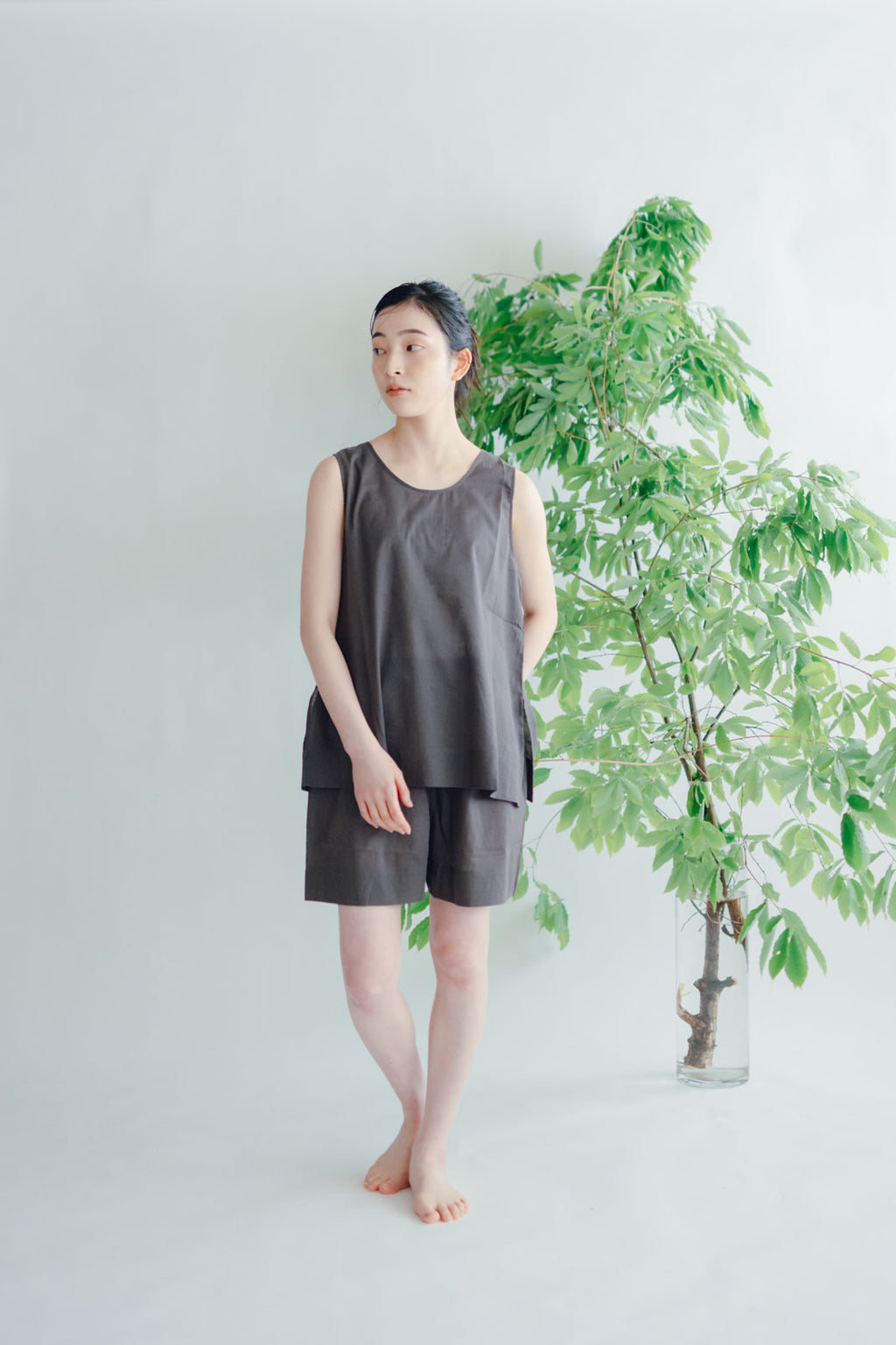 【SALE】 Nature is me カディコットン ノースリーブシャツ