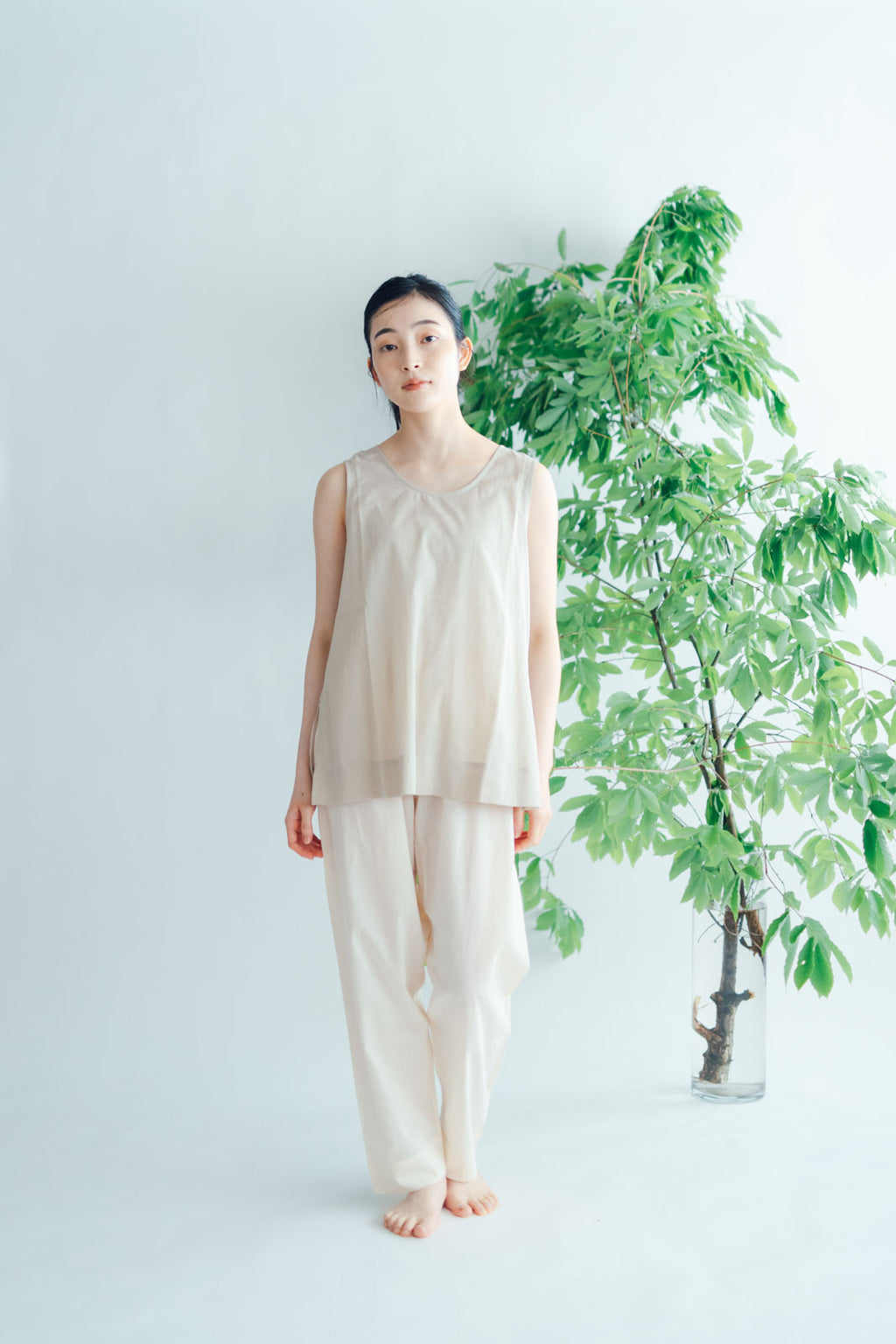 【SALE】 Nature is me カディコットン ノースリーブシャツ