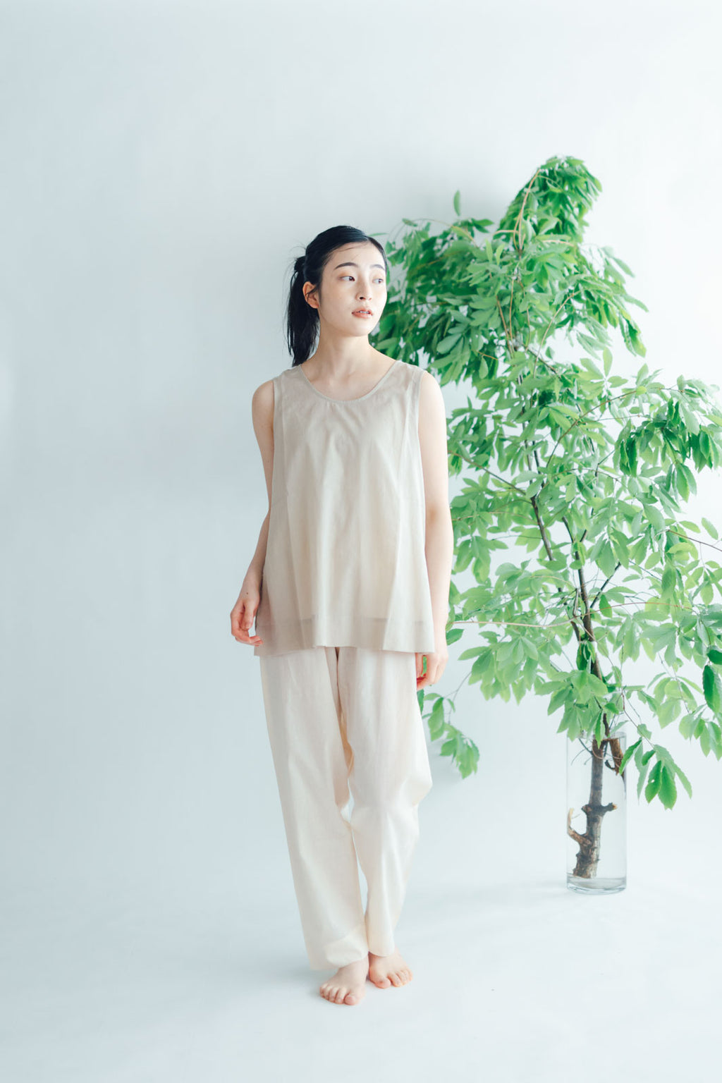 【SALE】 Nature is me カディコットン ノースリーブシャツ