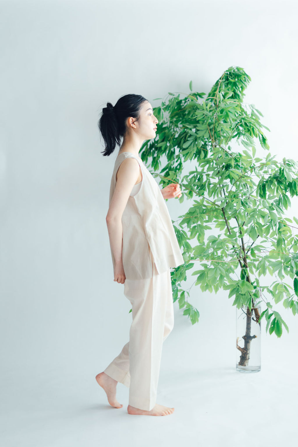 【SALE】 Nature is me カディコットン ノースリーブシャツ