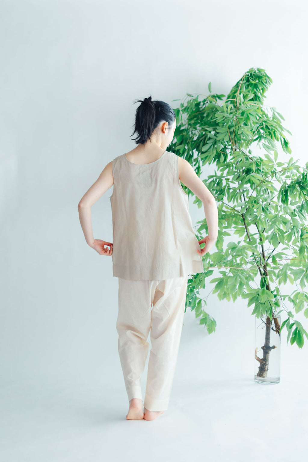 【SALE】 Nature is me カディコットン ノースリーブシャツ