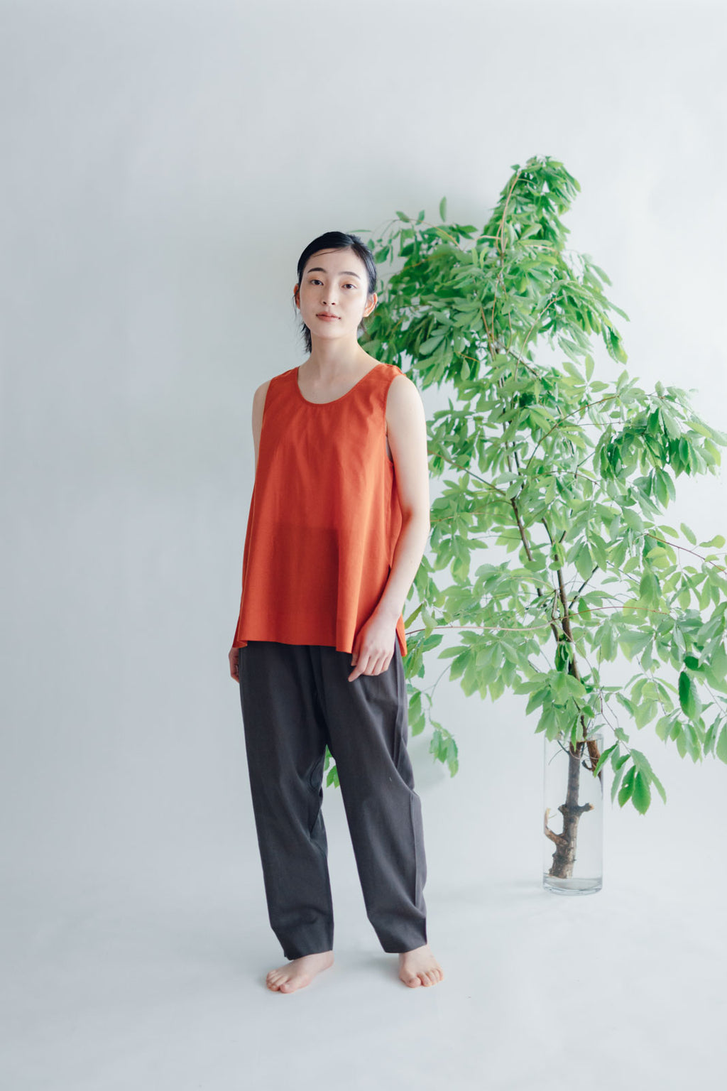 【SALE】 Nature is me カディコットン ノースリーブシャツ