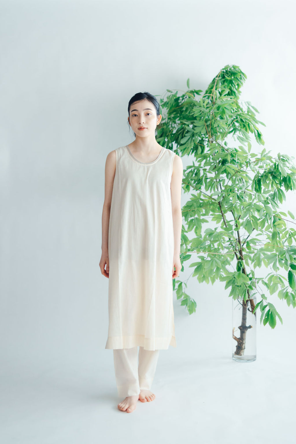 【SALE】 Nature is me カディコットン スリットワンピース