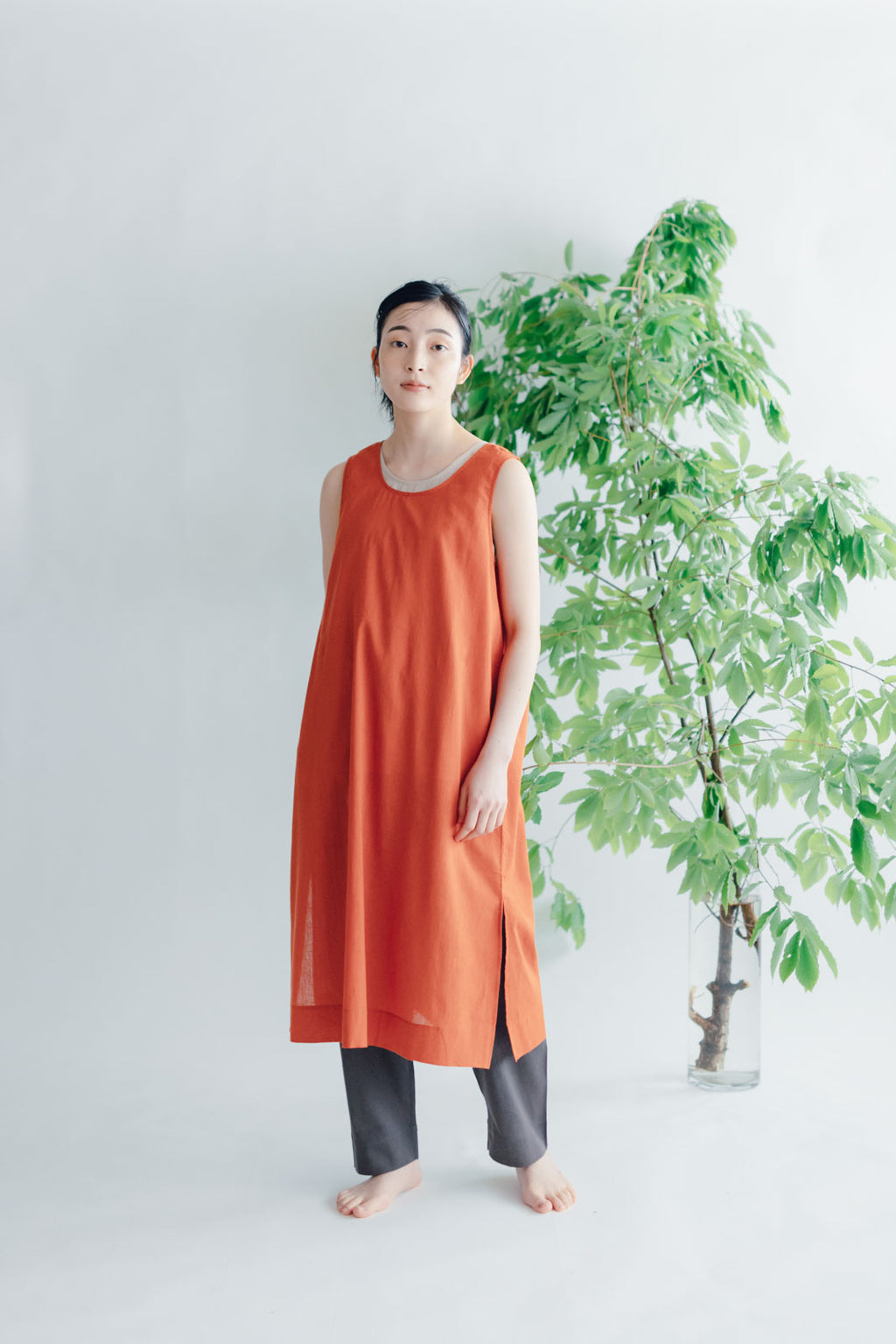 【SALE】 Nature is me カディコットン スリットワンピース