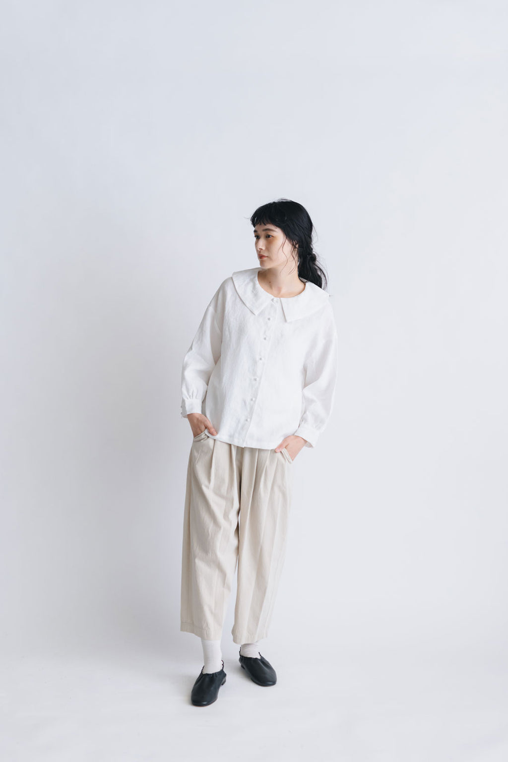 pot and tea ビッグカラーブラウス