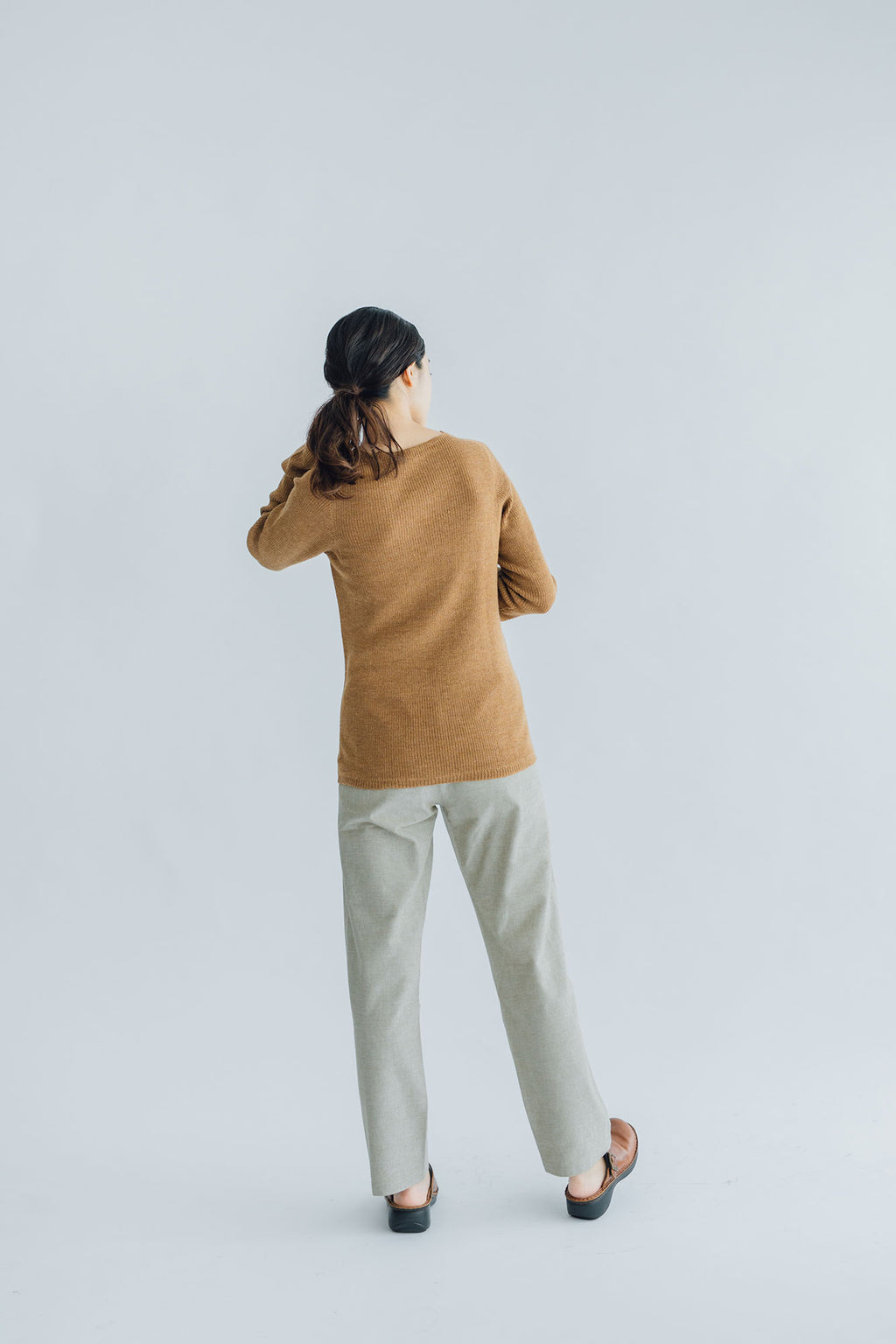 F/style ホールガーメントのリブ編みウールニット