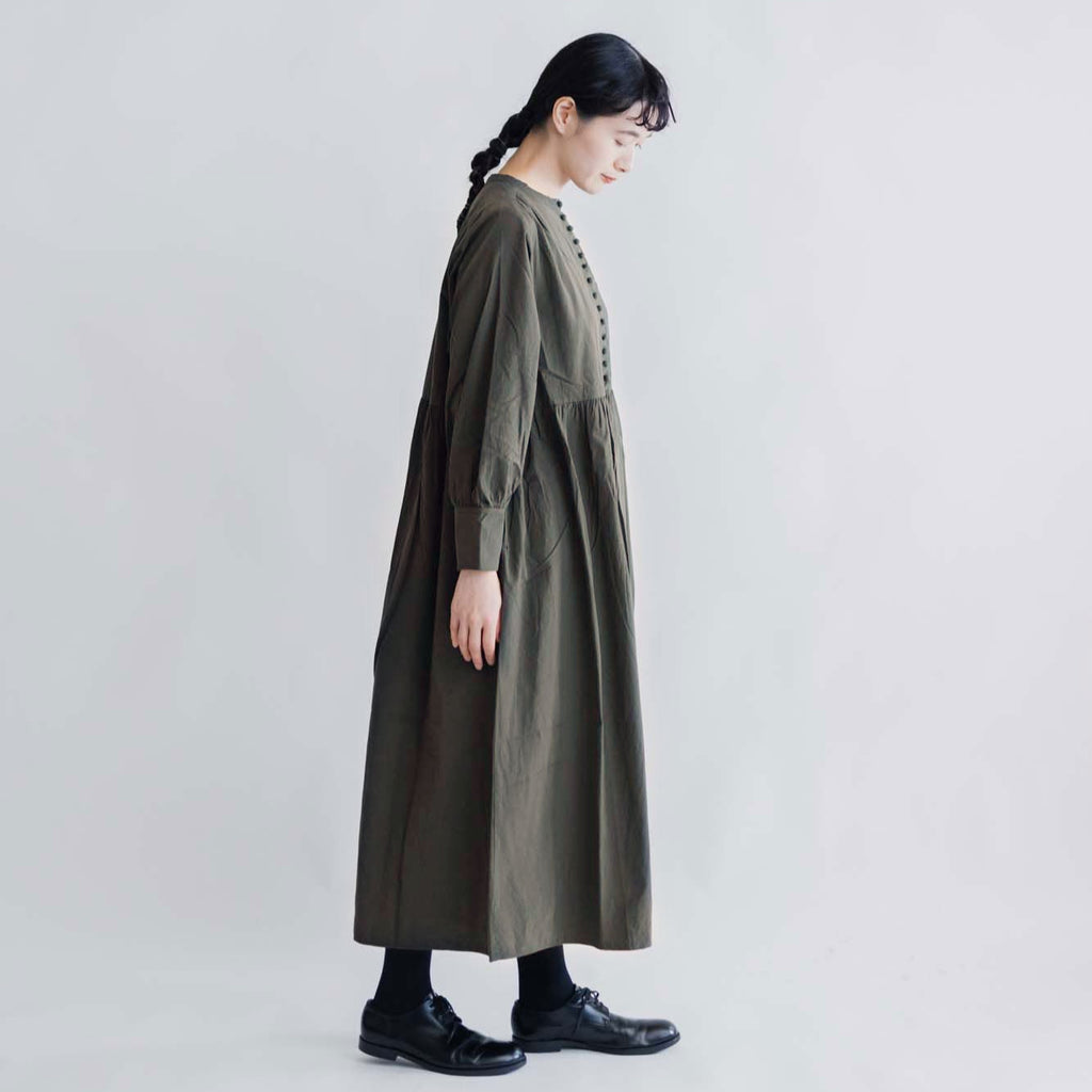 pot and tea ノーカラー ロングワンピース