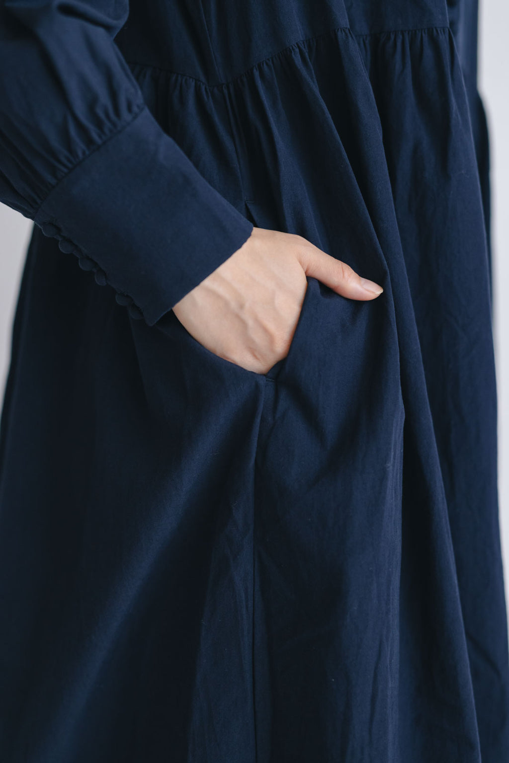 pot and tea ノーカラー ロングワンピース