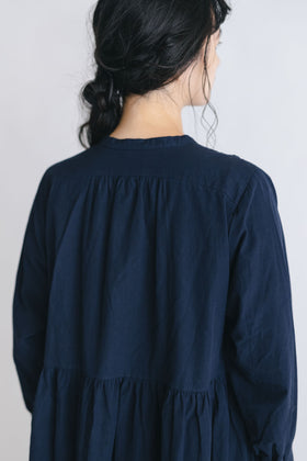 pot and tea ノーカラー ロングワンピース