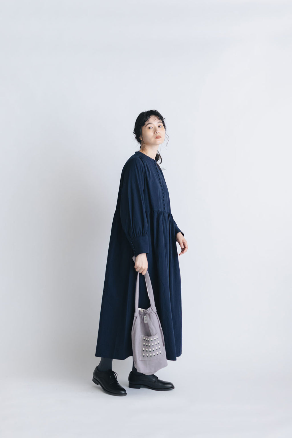 pot and tea リネン小花刺繍バッグ