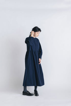 pot and tea ノーカラー ロングワンピース