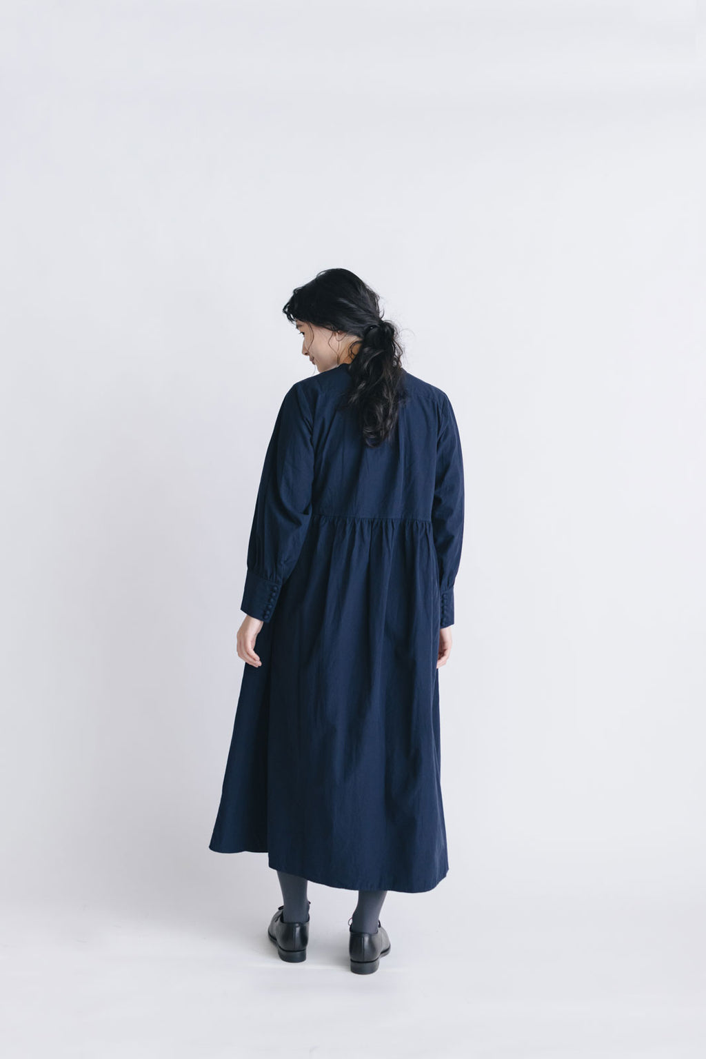 pot and tea ノーカラー ロングワンピース