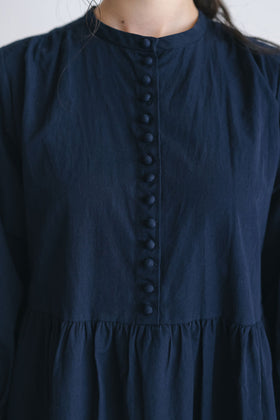 pot and tea ノーカラー ロングワンピース