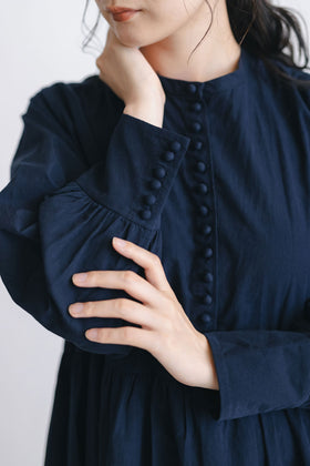 pot and tea ノーカラー ロングワンピース