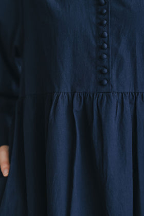 pot and tea ノーカラー ロングワンピース