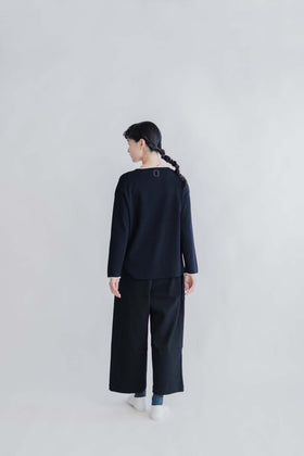 pot and tea 綿麻 ワイドパンツ 黒