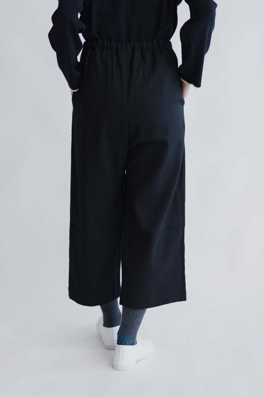 pot and tea 綿麻 ワイドパンツ 黒