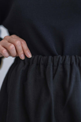 pot and tea 綿麻 ワイドパンツ 黒