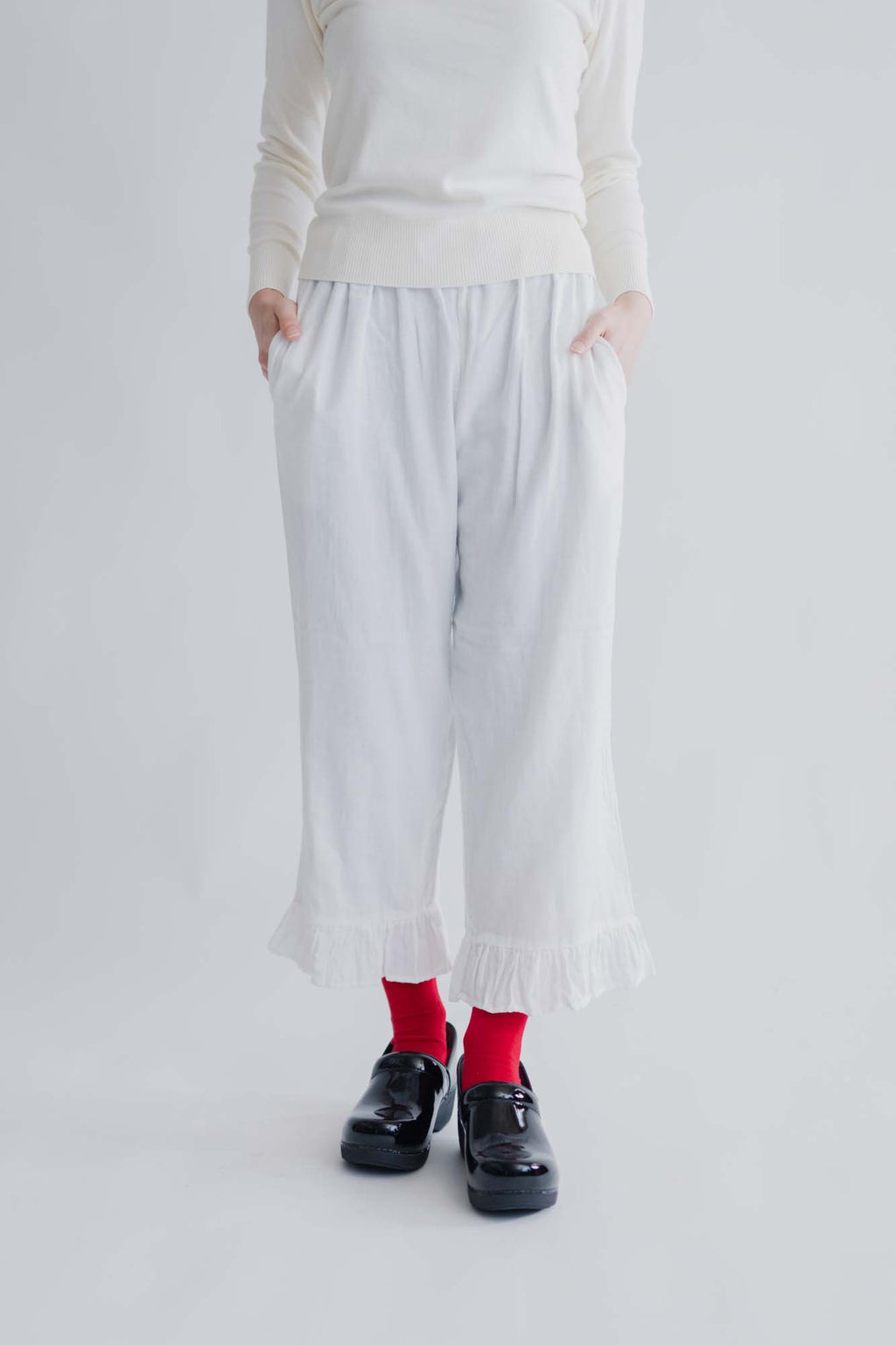 pot and tea ダブルガーゼのペチパンツ(フリル付き)