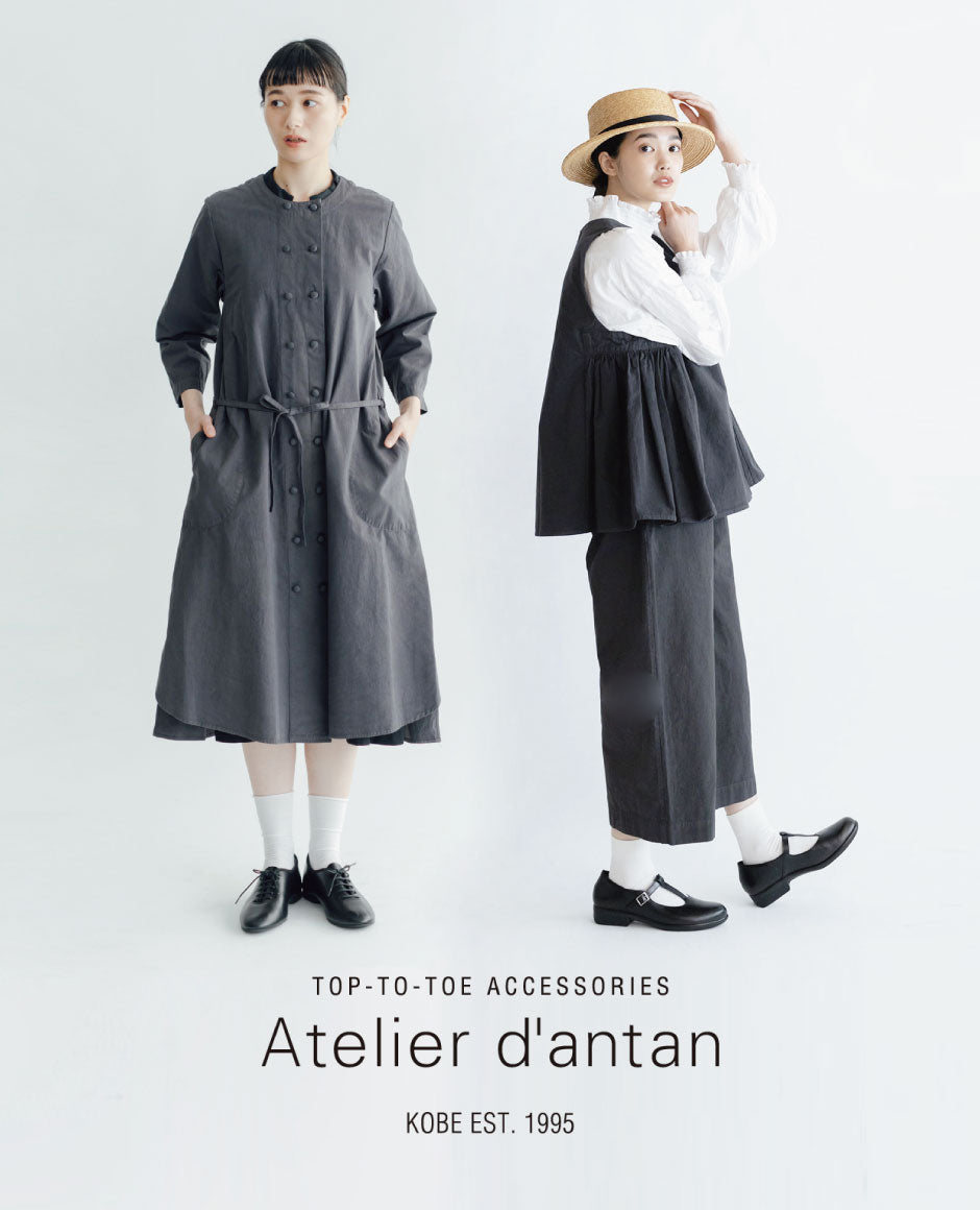 新品在庫アトリエダンタン Atelier d’antan *コットンリネンチェック半袖ワンピース*ネイビーランフランセダンタン0722(33-2207-629) Mサイズ