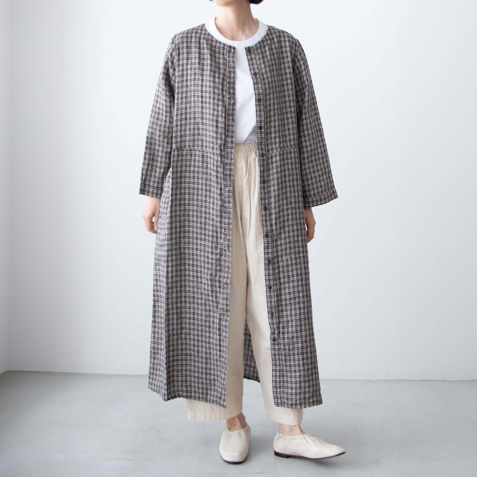 【SALE】 fog linen work インゲ コートワンピース キャロル