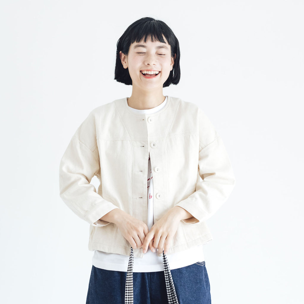 pot and tea デニムノーカラージャケット［期間限定販売］