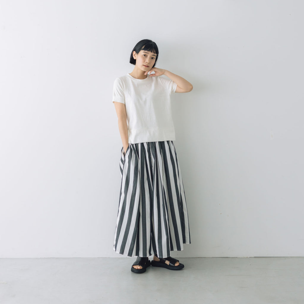 Gauze# キュリアスギャザースカート ストライプブラック