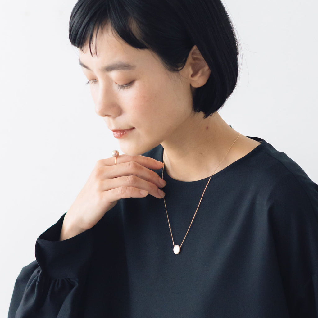 神保真珠商店 ボタン珠ネックレス 近江八幡 有核（K10 50cm）［期間限定販売］