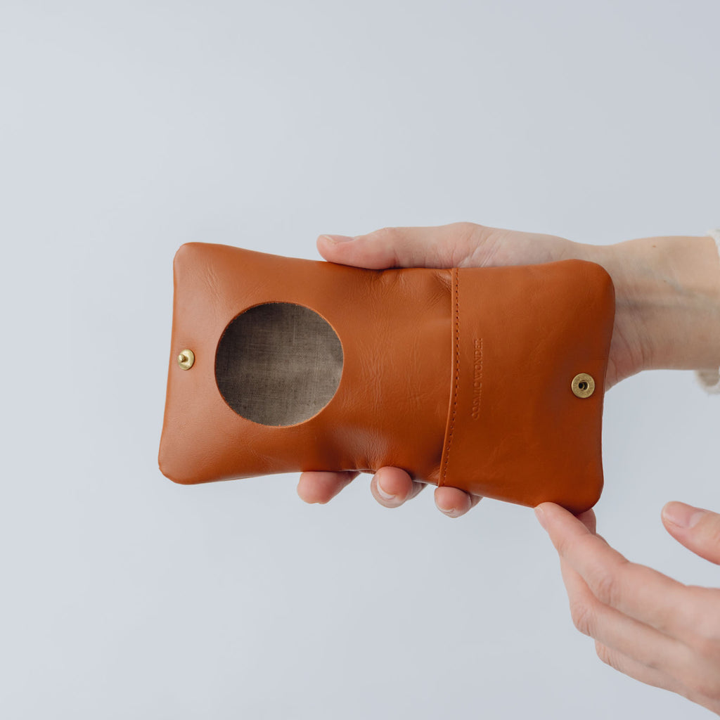 COSMIC WONDER monogram embossed light leather  bifold coin case