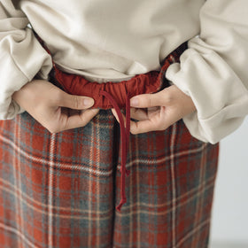 koton チェックバックワードパンツ レッド