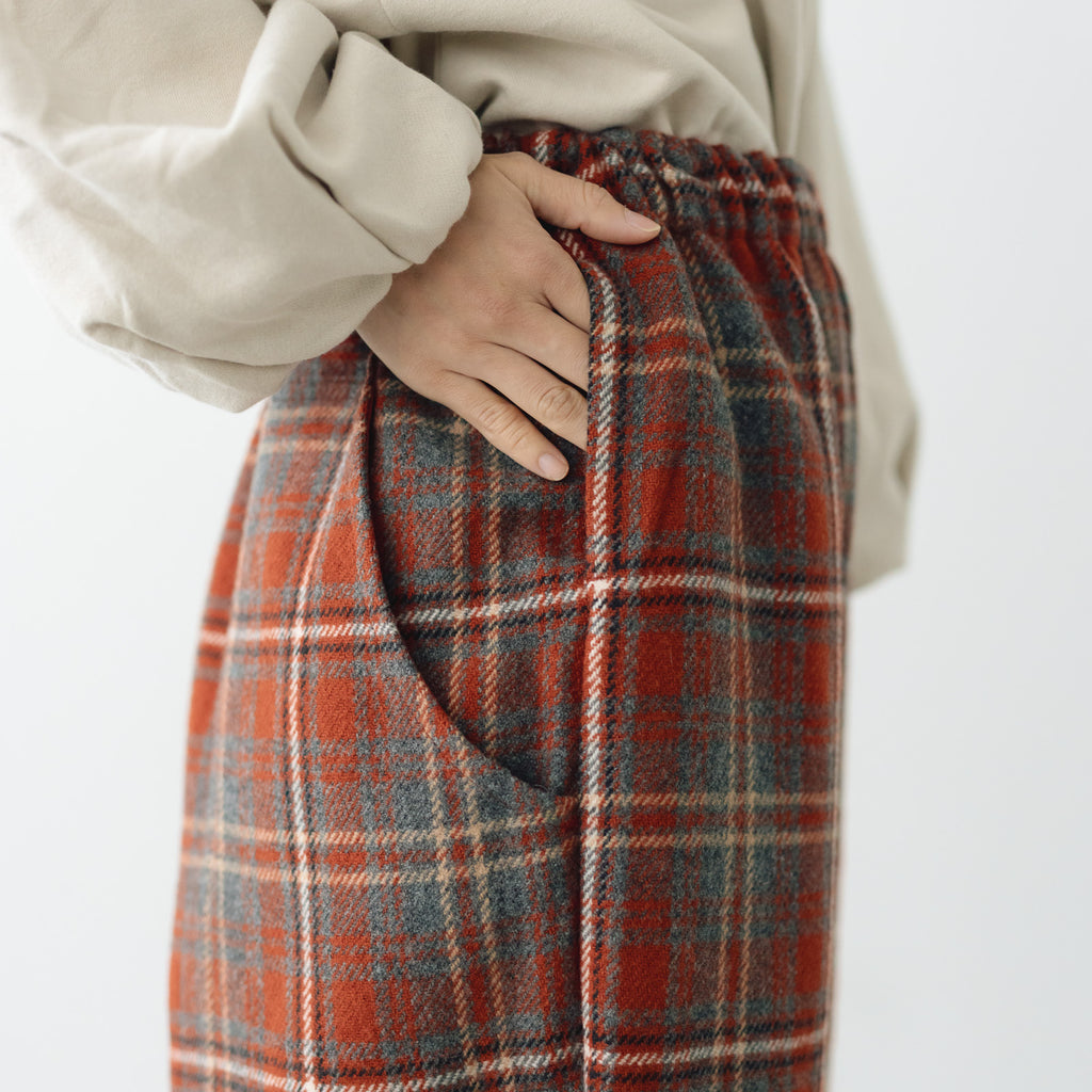 koton チェックバックワードパンツ レッド